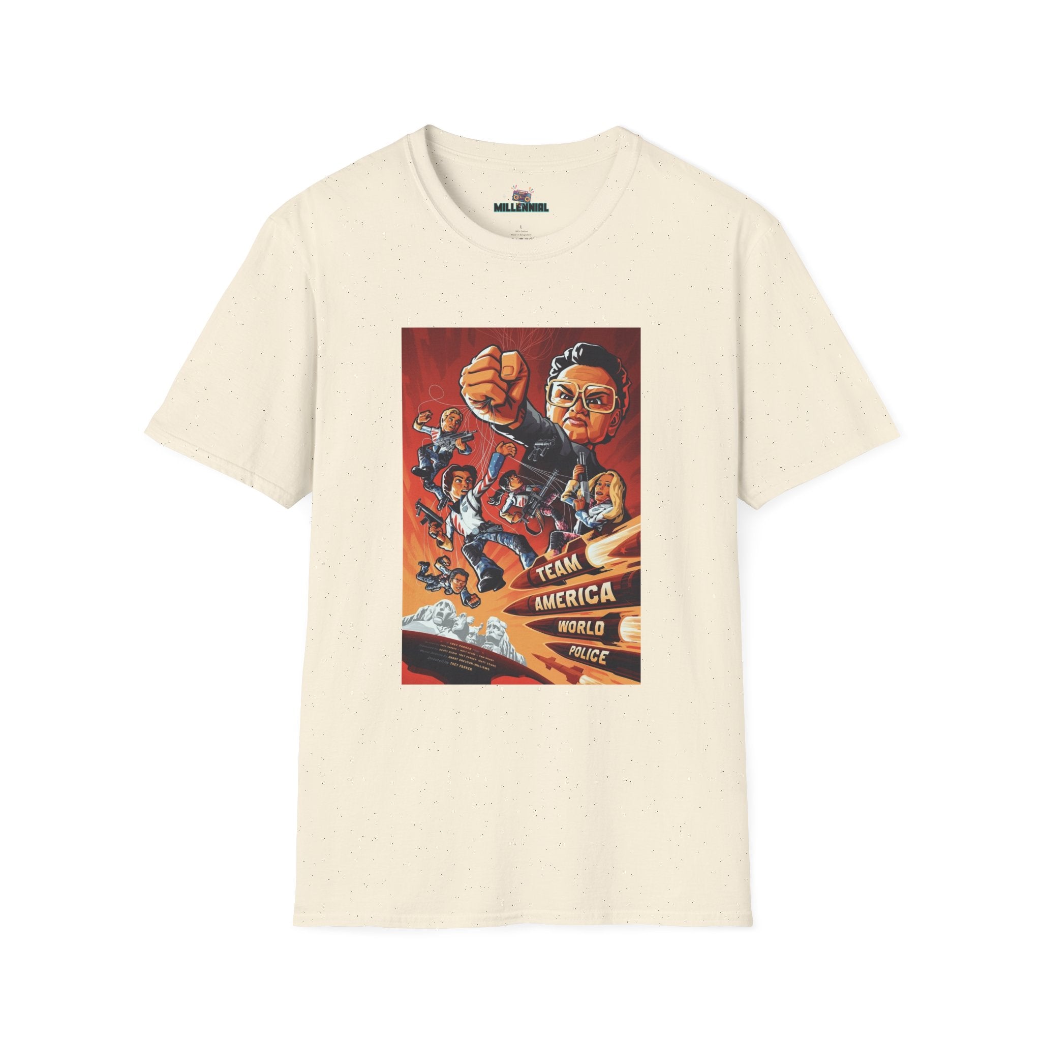 Team America Graphic T-Shirt – Bold & Nostalgic 2000s Movie Tee - Millennial Era Clothing