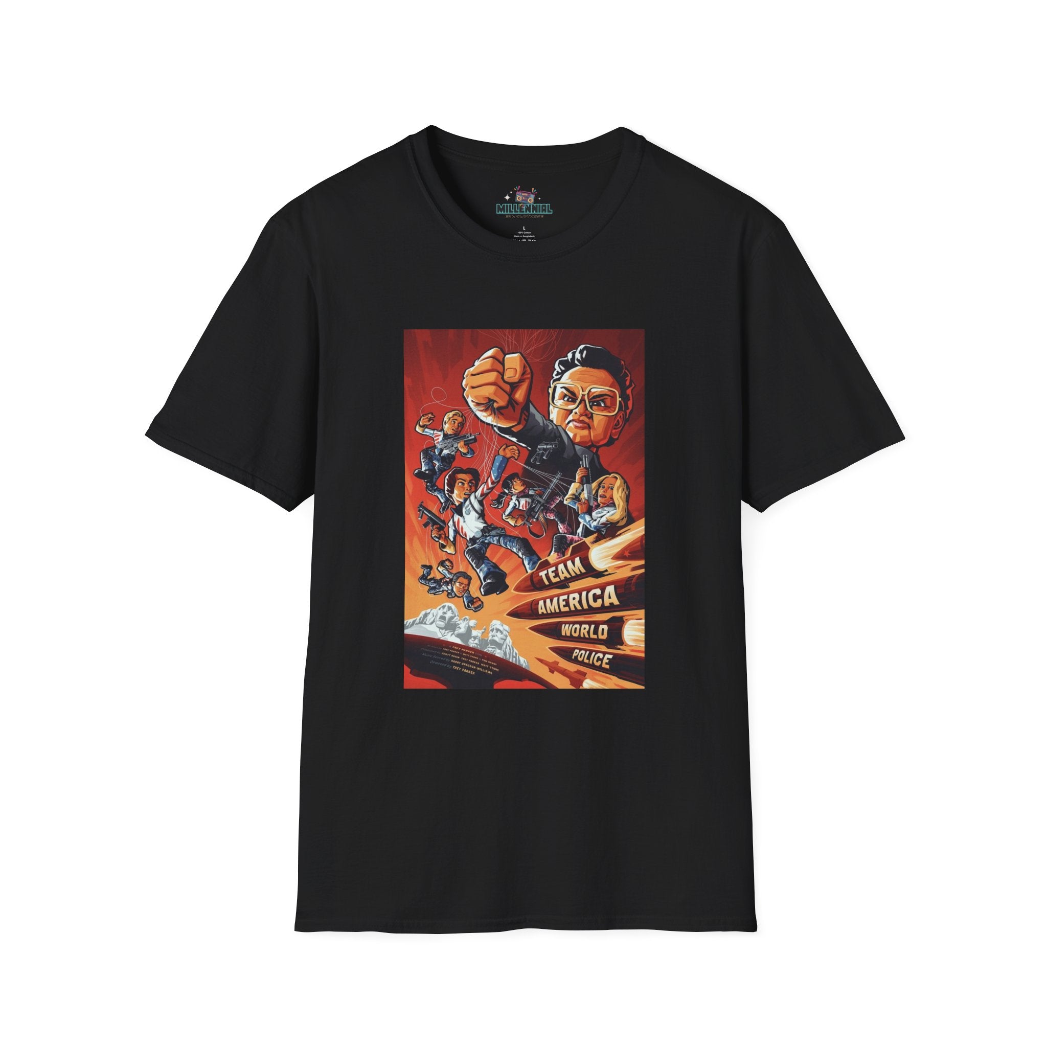 Team America Graphic T-Shirt – Bold & Nostalgic 2000s Movie Tee - Millennial Era Clothing